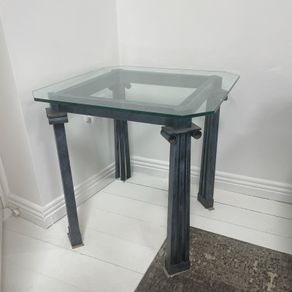 Glass and iron end tables