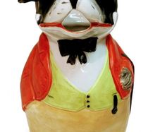 Year 1895   Porcelain  Dog Jug Rare Item  - Schafer & Vater