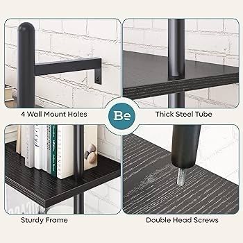 NEW SALE | Ladder Shelf 5-Tier Bookcase Rack 180CM Storage Unit with Metal Frame Floating Wall Shelf for Living Room, Office, Bedroom