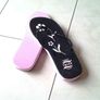Black and Pink Flip-Flops with Diamantes;- Size 4 Image 2