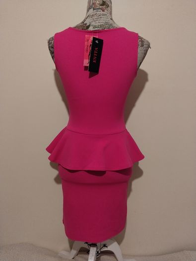 Evita Pink Peplum Dress, New With Tags