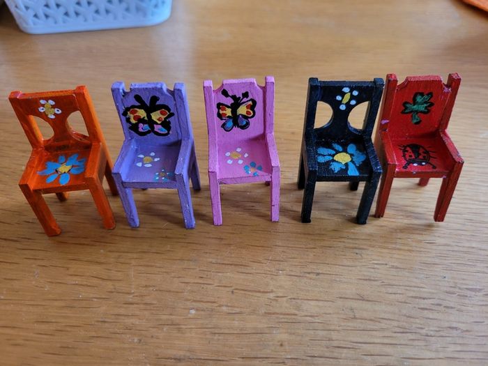 Dolls house furniture for nursery -highchairs, playpen...