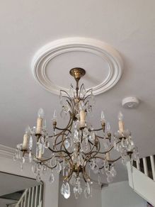 Old Brass&Cut Glass Chandelier