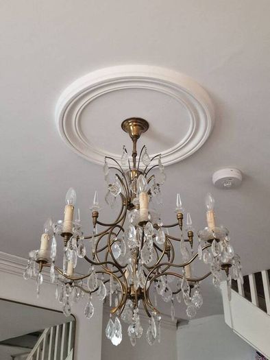 Old Brass&Cut Glass Chandelier