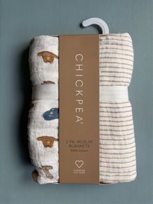 Chickpea Muslin Baby Swaddling Blankets 2 Pack - Cotton