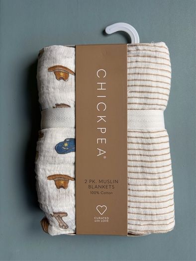 Chickpea Muslin Baby Swaddling Blankets 2 Pack - Cotton
