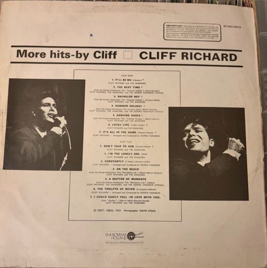 Cliff Richard More Hits By Cliff 1977 Dutch 12inch Vinyl LP EMI