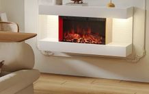 Wall-Mounted Electric Fireplace with 12 Flame Colors & 3 Brightness Levels | Timer Function & Overheat Protection | Modern LED Heating Fireplace(32in, WIFI)