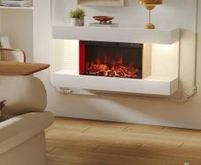 Wall-Mounted Electric Fireplace with 12 Flame Colors & 3 Brightness Levels | Timer Function & Overheat Protection | Modern LED Heating Fireplace(32in, WIFI)