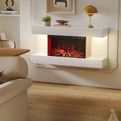 Wall-Mounted Electric Fireplace with 12 Flame Colors & 3 Brightness Levels | Timer Function & Overheat Protection | Modern LED Heating Fireplace(32in, WIFI)