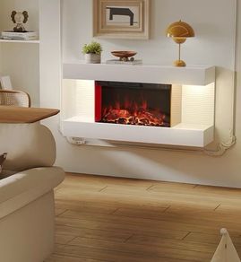 Wall-Mounted Electric Fireplace with 12 Flame Colors & 3 Brightness Levels | Timer Function & Overheat Protection | Modern LED Heating Fireplace(32in, WIFI)