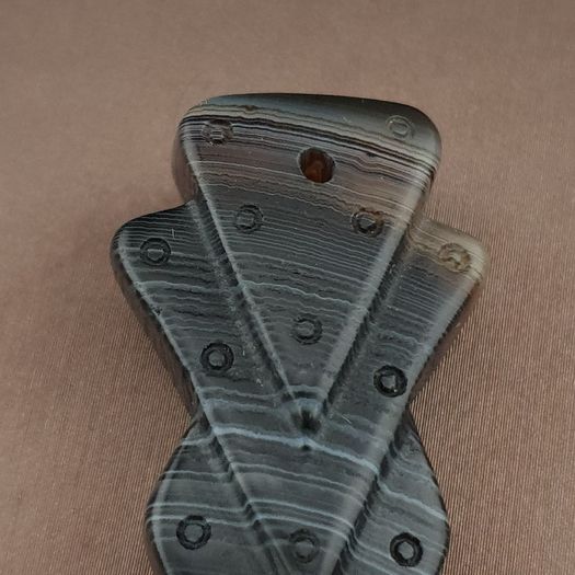 Vintage Natural Pattern Eyes Agate Arrow Shape Pendant Amulet