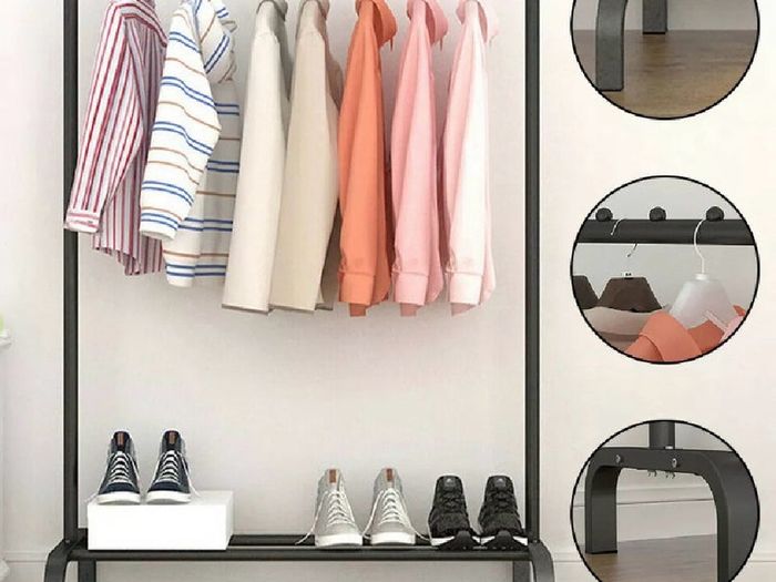 NEW Metal Clothes Rail Rack with Shoe Shelf