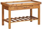 Garden Work Bench with Zinc Top Solid Acacia Wood