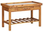 Garden Work Bench with Zinc Top Solid Acacia Wood