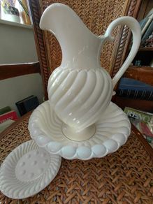 beautiful French porcelain wash bowl, pitcher & soap dish set
