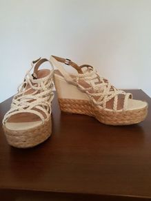 Cream wedge sandals size 6