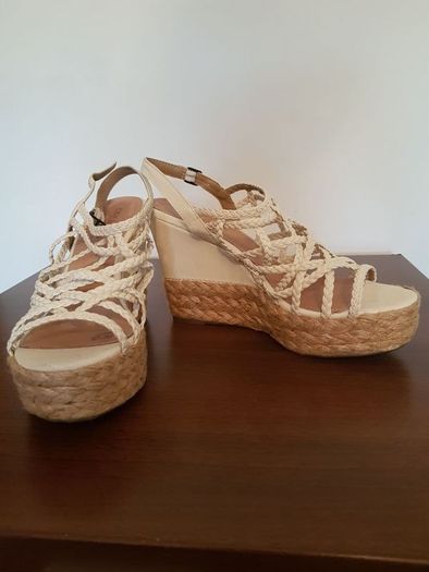Cream wedge sandals size 6