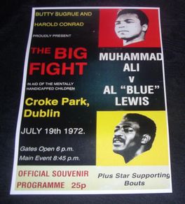 Muhammad Ali v Al "Blue" Lewis repro programme cover Croke Park Dublin 1972