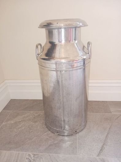 polished aluminium milk churn