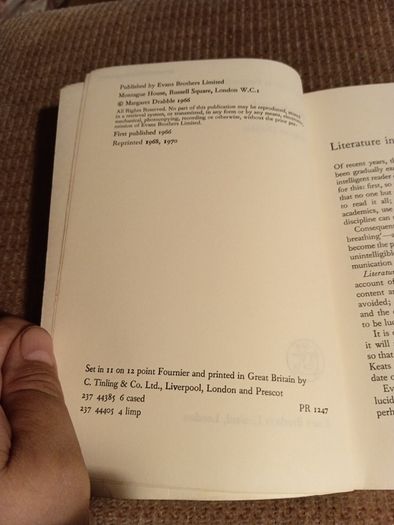 1970 Wordsworth. Literature in Perspective. Margaret Drabble. Vintage.