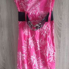 Pink dress with belt l size uk 8 never worn premium quality