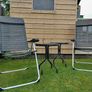 Set of x2 Garden Chairs and x2 Small Glass Top Tables Image 3