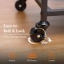 Drink Trolley, Bar Cart with Lockable Wheels, 12 Wine Rack and 3 Rows Glass Holders, Kitchen Serving Cocktail Alcohol Trolley for Dining Livingroom, 3 Tier, 80.2 x 33.2 x 86 cm, Rustic Brown Image 6