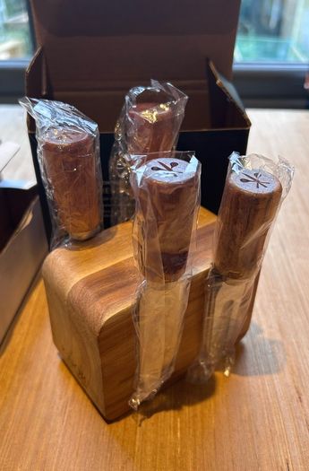 Small Acacia Wood Cheese Knife Block