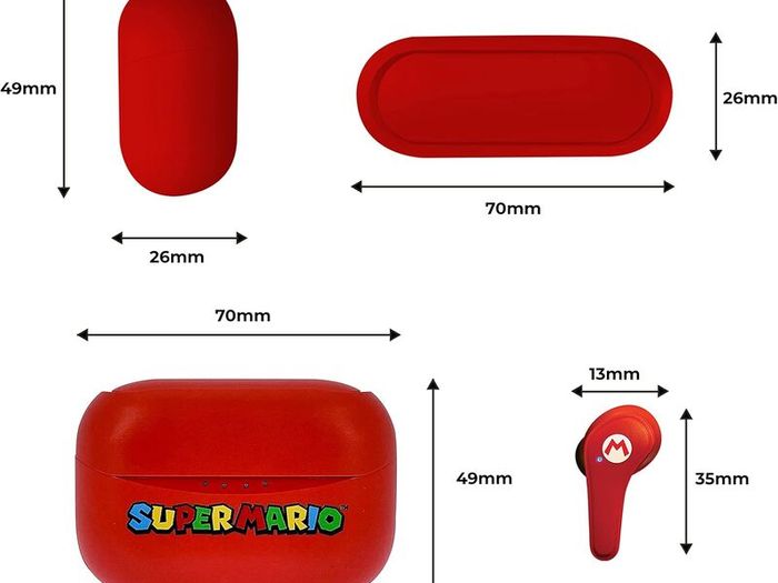 Super Mario  Wireless Earphones with Charging Case Red