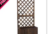 Garden Wooden Pine Trough Planter with Topped Trellis Climbing Plants Flower Raised Bed (FREE SHIPPING)