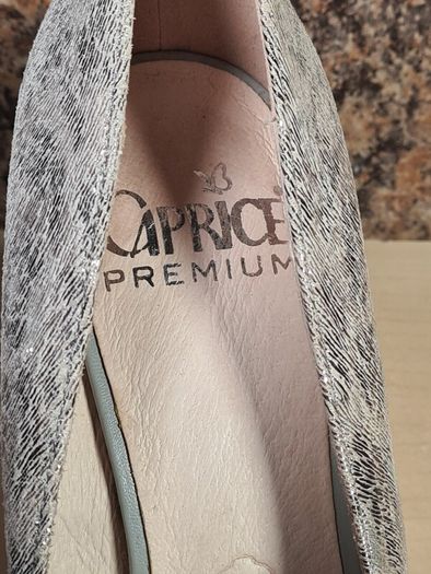 womens CAPRICE silver high heels court shoes Size UK 4.5 EU 37.5