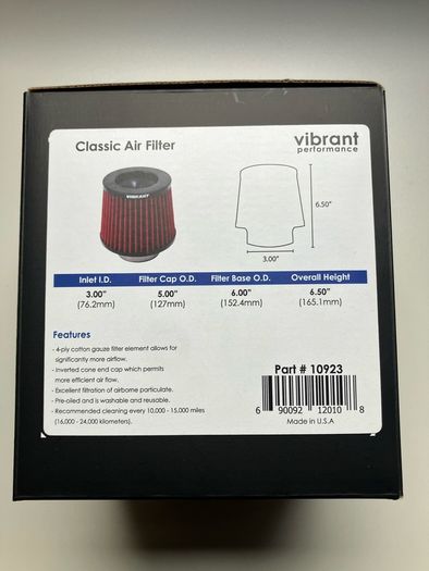 Air Filter Vibrant Performance 3"