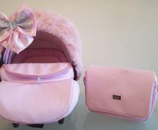 New leather car seat with baby bag