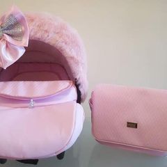 New leather car seat with baby bag