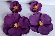 Aubergine &amp; Gold Double Drop Primrose Earrings