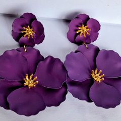 Aubergine & Gold Double Drop Primrose Earrings