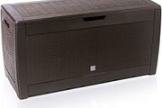310 litres Storage Chest Hinged Lid Handles,Wheels, Rattan Look, Anthracite, Garden Box, Cushion Box