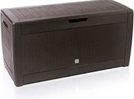 main image for ad 310 litres Storage Chest Hinged Lid Handles,Wheels, Rattan Look, Anthracite, Garden Box, Cushion Box