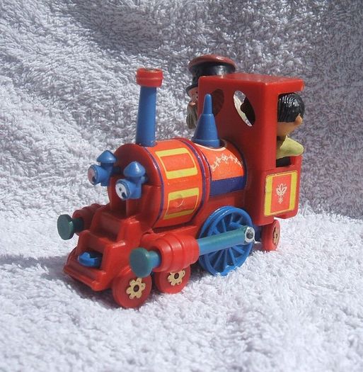 MAGIC ROUNDABOUT TRAIN ENGINES (Corgi 851) - three vintage diecast engines with figures (early 1970's)