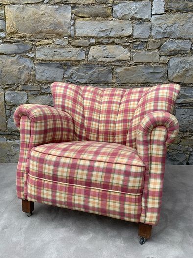 Superb Heavy Traditional Tartan Armchair.
