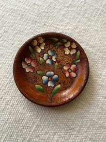 Vintage wooden hand painted dish