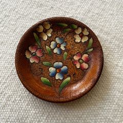 Vintage wooden hand painted dish