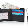 RFID Real Leather Wallet/W Key Holder Gift Box Set (Black) Mens Slim Credit Card Holder Organiser Money Purse Present for Gents. Image 2