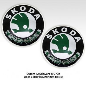 Fit For Skoda 90mm + 80mm Front And Rear Badge Emblem For Octavia Fabia Roomster Yeti
