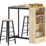 3-piece bar table set, 1 counter, 2 chairs, with storage and footrests Image 6