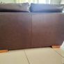 2 x two seater brown faux leather couches Image 5
