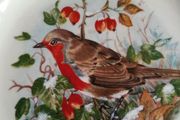 Royal Worcester Palissy trinket dish, Christmas Robin, ring dish, tip dish, display plate