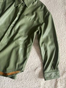 Green Stradivarius leather shirt, size S