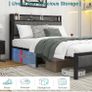 Double Bed Frame With Storage Headboard, Upholstered Platform Bed Frame/Mattress Foundation/Metal Slat Support/No Box Spring Needed/Dark Grey Image 5